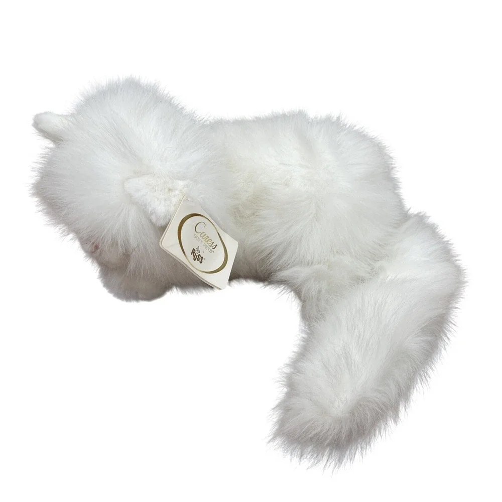 Russ Caress Soft Pets Nikki White‎ Persian Kitty Fluffy Realistic Cat Plush